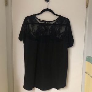 Solid/Lace Black Torrid Top Size 2